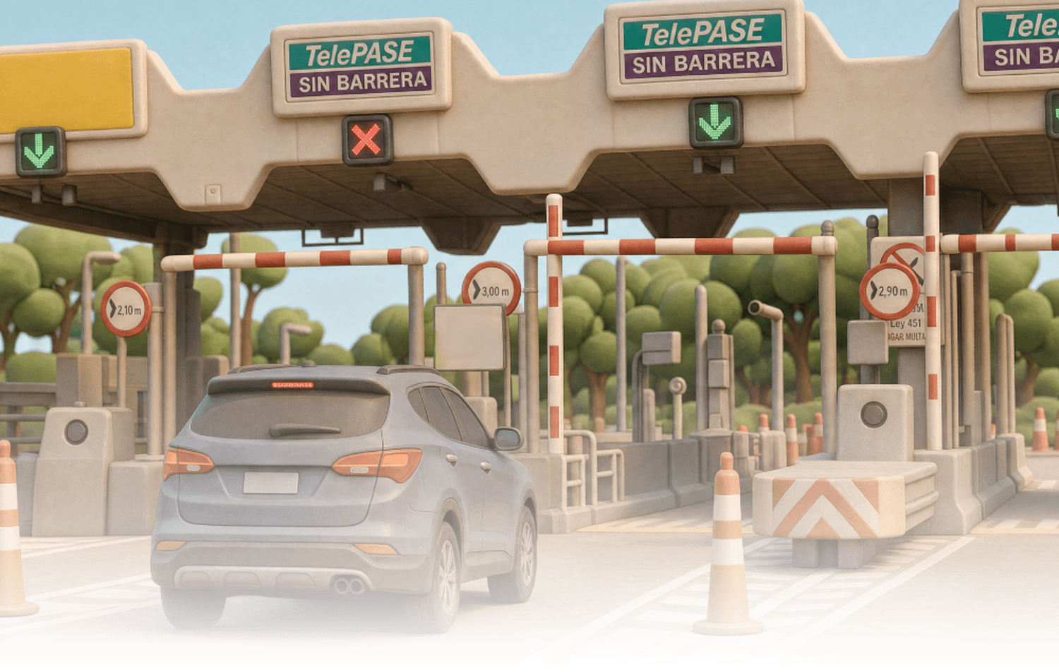 auto en la ruta atravesando con Telepase
