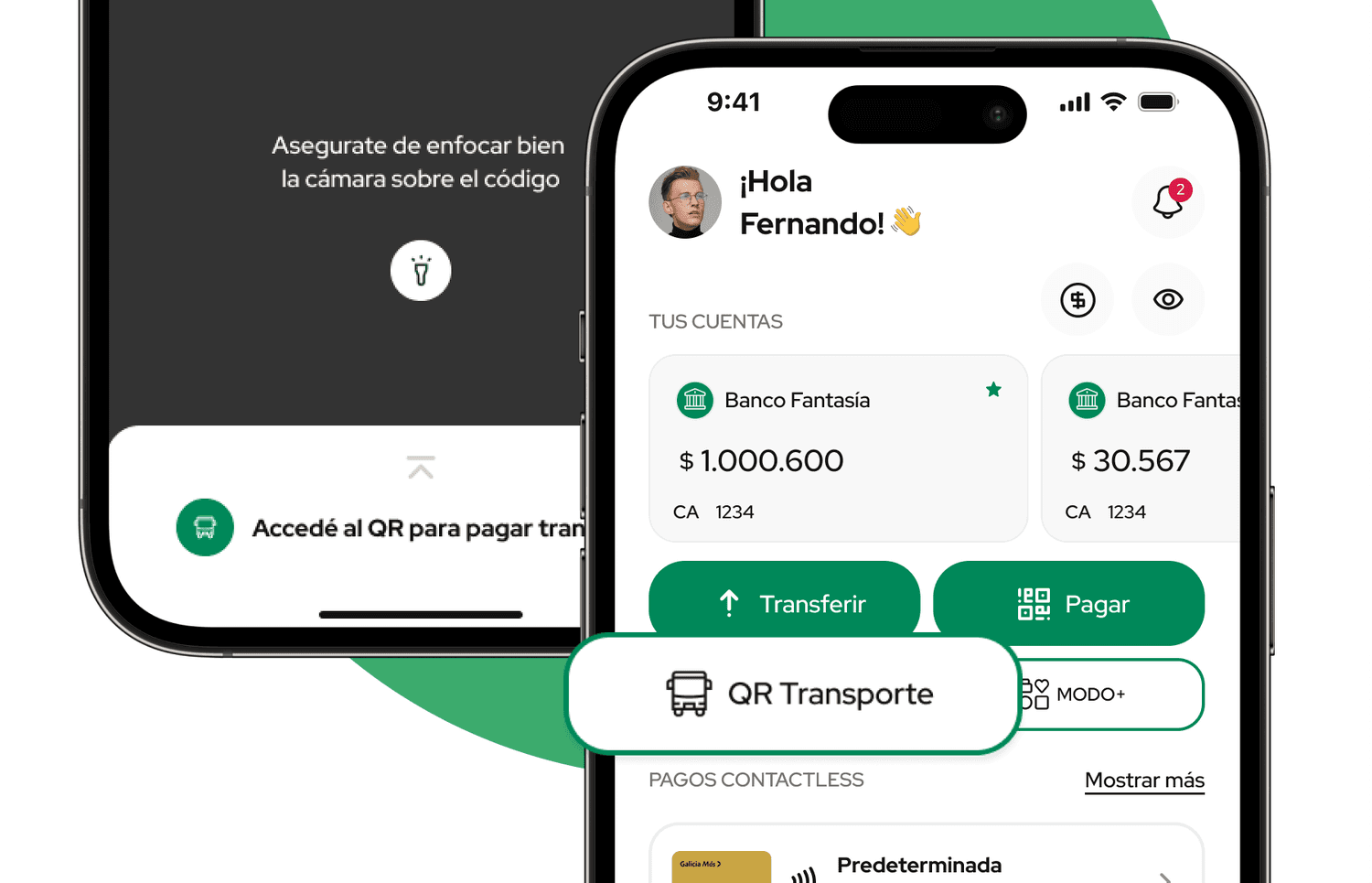 Acceso a QR transporte desde la Home de App MODO o desde la pantalla de escaneo de QR