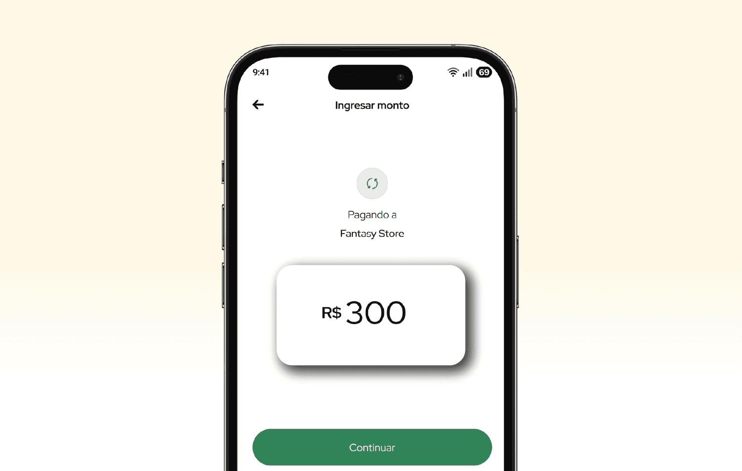 Pantalla de App MODO para ingresar monto para pago con Pix