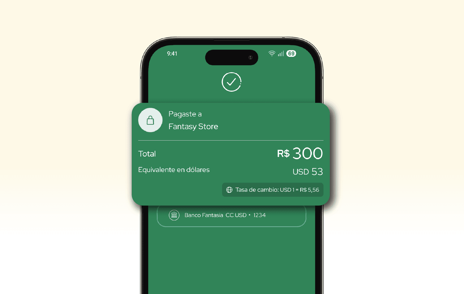 Pantalla de App MODO con pago confirmado en reales