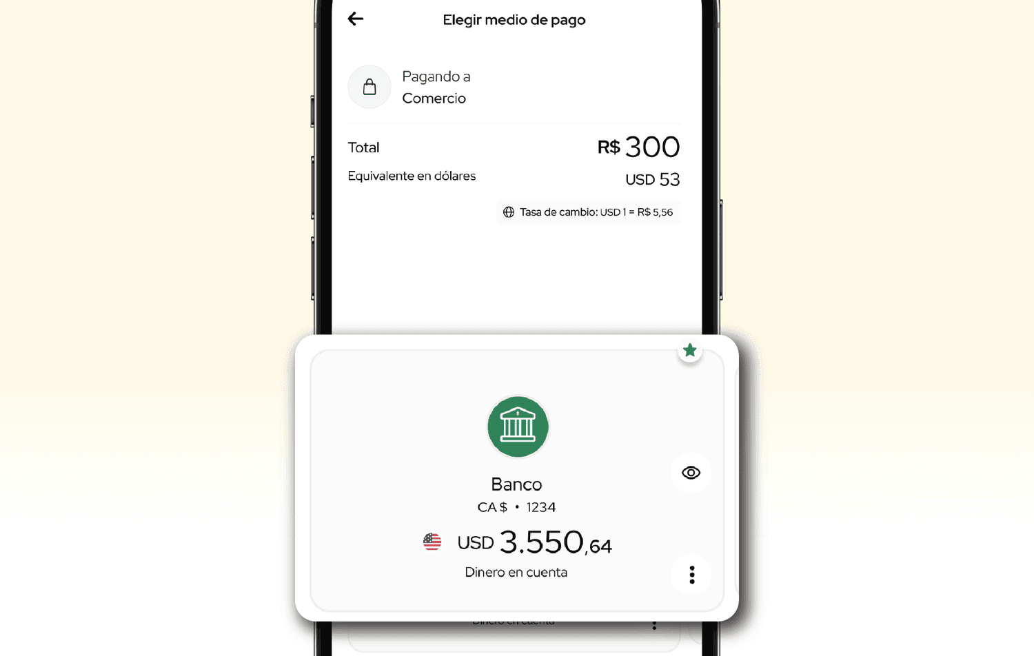 Pantalla de App MODO para elegir medio de pago