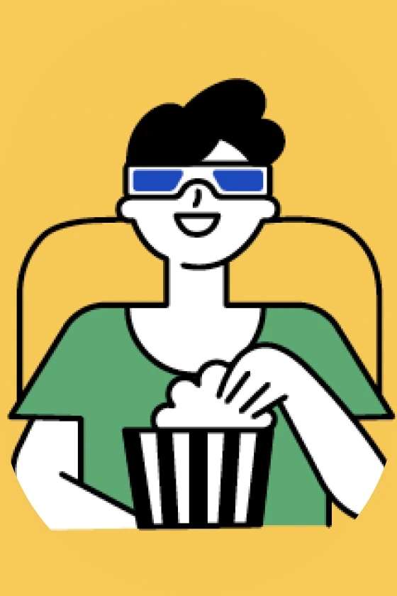 Ilustración de una persona en el cine
