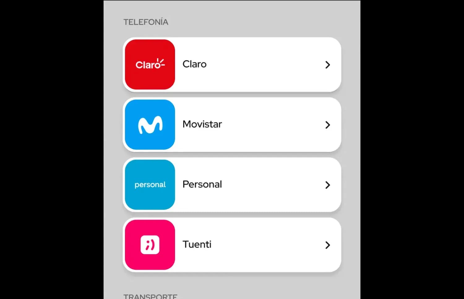 Seleccion de telefonia