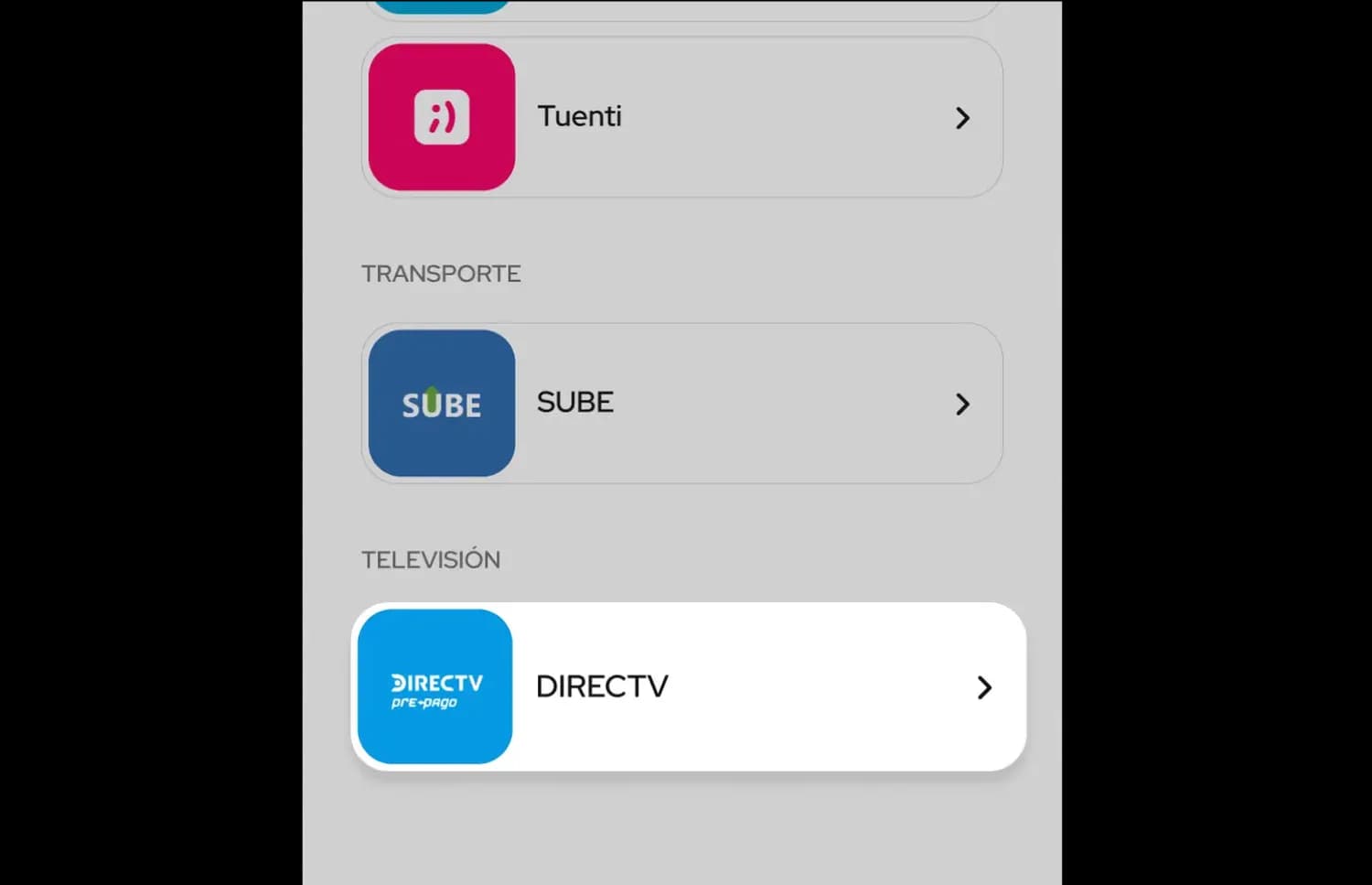 recarga direc tv