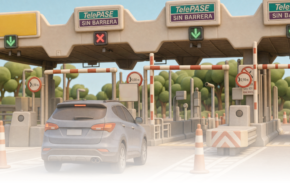 auto en la ruta atravesando con Telepase